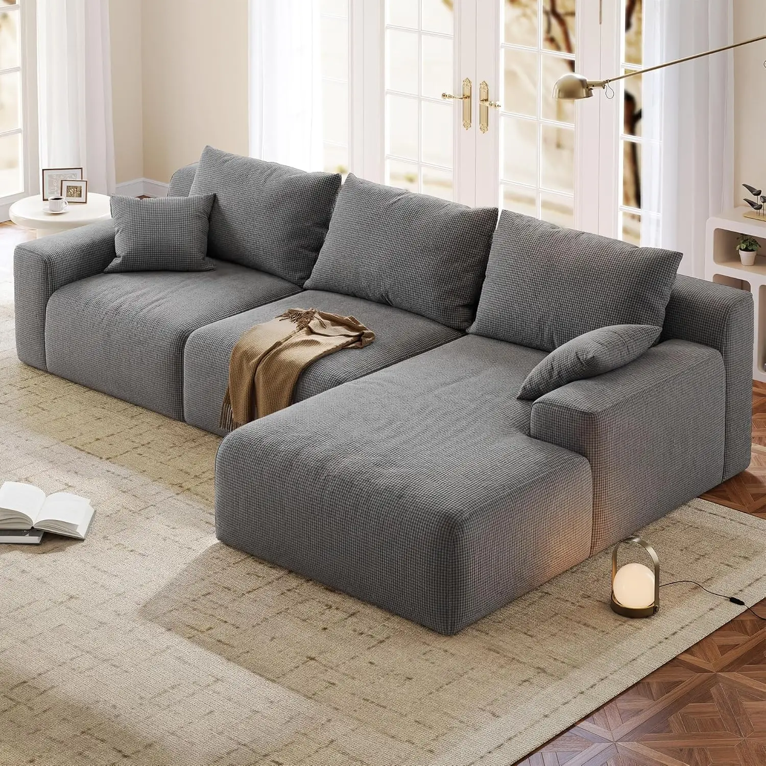 97”Modular Sectional Sofa, Cloud Sectional Couch with Deep Seat, Modern Modular L-Shape Sofa Couch, Upholstered, Customized